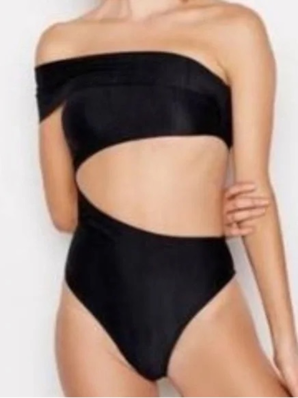 Black One-Shoulder Cutout One-Piece Swimsuit - Sleek Asymmetric Style